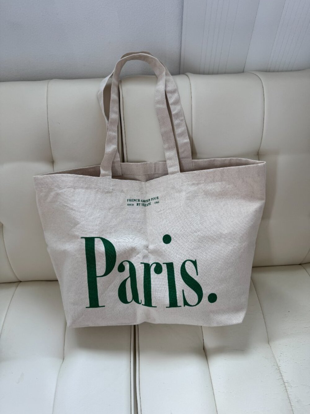 Sézane limited edition Boston Paris French amour tour cotton canvas tote NWOT - Picture 2 of 5